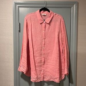 Vintage J Jill 100% pink linen shirt